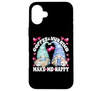 Funny Nurse Gnomes Couple For Women And Men Who Loves Coffee Custodia per iPhone 16 Plus