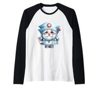 Funny Nursing GNOME Pediatric Nurse Accessories Retro Nurse Maglia con Maniche Raglan