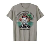 Funny Oak Island Pirata Scheletro Tesoro Umorismo Maglietta
