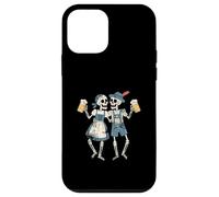 Funny Oktoberfest Skeleton Couple Drinking Beer Humor Prost Custodia per iPhone 12 mini