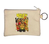 Funny Orangutan Knock Out Boxing Graphic Portachiavi Portamonete Beige
