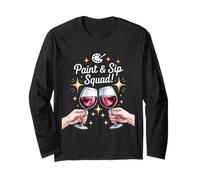 Funny Paint And Sip Squad Vino Bere Detto Maglia a Manica