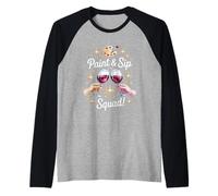 Funny Paint And Sip Squad Vino Bere Detto Maglia con Maniche Raglan