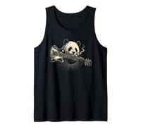 Funny Panda Fumare Suonare Chitarra, Musica Rock'N Roll Canotta