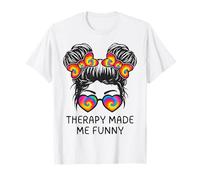 Funny Parenting Messy Bun Therapy Made Me Funny Women's Maglietta