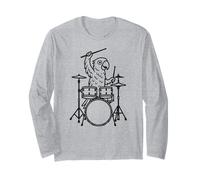Funny Parrot Batterista Batteria Amante della musica Ragazzi Ragazze Maglia a Manica
