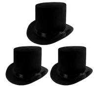 Funny Party Hats - Cappello a cilindro in feltro nero (confezione da 3)