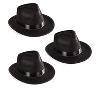 Funny Party Hats Nero Fedora Gangster Hat Costume Accessori - Confezione da 3 3 pack Taglia unica 3 Pack - Nero