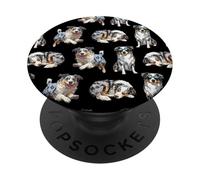 Funny Pattern Happy Blue Merle Australian Shepherd Lover PopSockets PopGrip Adesivo