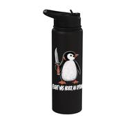 Funny Penguin Flight Was Never An Option Sarcastic Humor Stainless Steel Insulated Water Bottle