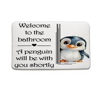 Funny Penguin Welcome To The Bathroom A Penguin Will Be With You Shortly Fun Zerbino Ingresso Antiscivolo Tappeto Da Bagno Trappola Sporco Zerbino Asciugapassi Per Cucina Interno 40X60Cm