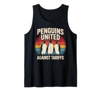Funny Penguins Against Tariffs Protest Retro Sunset Canotta