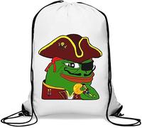 Funny Pepe The Frog Pirate Captain Gold Coin Borsa da palestra casual con coulisse Bianca One Size