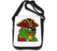 Funny Pepe The Frog Pirate Captain Gold Coin Borsa da spalla Bianco, bianco, taglia unica