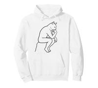 Funny Philosopher Cat Deep Thought Minimalist Line Art Felpa con Cappuccio