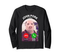 Funny Pig Meme John Pork Sta chiamando Risposta Chiamata Telefono Maglia a Manica
