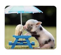 Funny Pig Pet Cute Piglet Enjoying Ice Cream On A Picnic Table Tappetini Mouse Antiscivolo Mousemat Confortevole Tappetino Mouse per Ufficio Laptop Gioco 25X30Cm