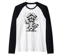 Funny Pirate Raccoon Maglia con Maniche Raglan