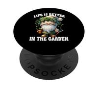 Funny Plant Lover Gnome Grandpa Life Is Better In The Garden PopSockets PopGrip Adesivo