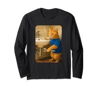 Funny Plumber Cat Meme Handyman Hilarious Orange Cat Joke Maglia a Manica