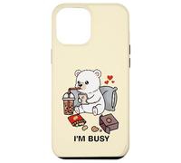 Funny Polar Bear Im Busy Boba Tea Snacks Zoo Ragazzi Ragazze Bambini Custodia per iPhone 12 Pro Max