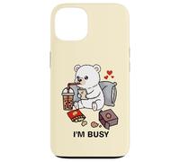 Funny Polar Bear Im Busy Boba Tea Snacks Zoo Ragazzi Ragazze Bambini Custodia per iPhone 13