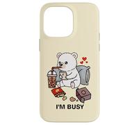 Funny Polar Bear Im Busy Boba Tea Snacks Zoo Ragazzi Ragazze Bambini Custodia per iPhone 14 Pro Max