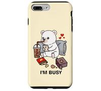 Funny Polar Bear Im Busy Boba Tea Snacks Zoo Ragazzi Ragazze Bambini Custodia per iPhone 7 Plus/8 Plus