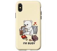 Funny Polar Bear Im Busy Boba Tea Snacks Zoo Ragazzi Ragazze Bambini Custodia per iPhone X/XS