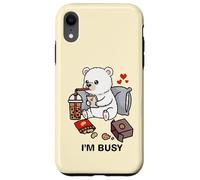 Funny Polar Bear Im Busy Boba Tea Snacks Zoo Ragazzi Ragazze Bambini Custodia per iPhone XR