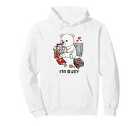 Funny Polar Bear Im Busy Boba Tea Snacks Zoo Ragazzi Ragazze Bambini Felpa con Cappuccio