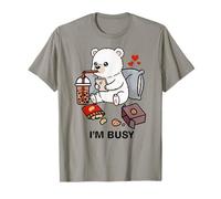 Funny Polar Bear Im Busy Boba Tea Snacks Zoo Ragazzi Ragazze Bambini Maglietta