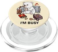 Funny Polar Bear Im Busy Boba Tea Snacks Zoo Ragazzi Ragazze Bambini PopSockets PopGrip per MagSafe