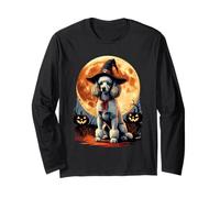 Funny Poodle Witch Spooky Ghost Halloween Costume Maglia a Manica