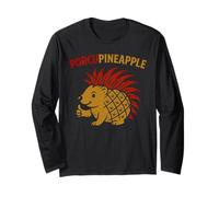 Funny Porcupine Pineapple Animal Pun TShirt Tropical Humor Maglia a Manica