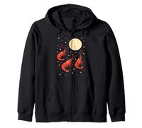 Funny Prawn Howling at The Moon Shrimp Lovers Felpa con Cappuccio