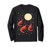 Funny Prawn Howling at The Moon Shrimp Lovers Maglia a Manica