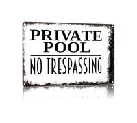 Funny Private Pool No Trespassing Metal Sign 12x8 Inch