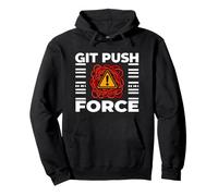Funny Programmer Coding Git Push Force Warning Felpa con Cappuccio