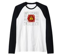 Funny Programmer Coding Git Push Force Warning Maglia con Maniche Raglan
