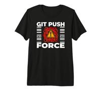 Funny Programmer Coding Git Push Force Warning Maglietta Premium