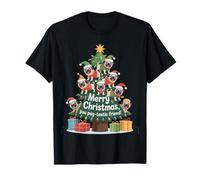 Funny Pug Christmas Tree Holiday Festive Lights Maglietta