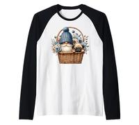 Funny Pug Dad Gnome With Blue Flower Decor For Pug Lover Maglia con Maniche Raglan