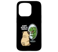 Funny Pug Dinosaur Trex Always Believe In Yourself Specchio Custodia per iPhone 15 Pro