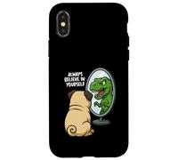 Funny Pug Dinosaur Trex Always Believe In Yourself Specchio Custodia per iPhone X/XS