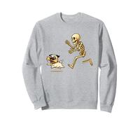 Funny Pug Dog Halloween Steal Bone Skeleton Chase Spooky Pug Felpa