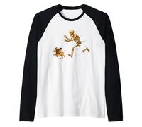 Funny Pug Dog Halloween Steal Bone Skeleton Chase Spooky Pug Maglia con Maniche Raglan