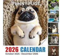 Funny Pugs Calendar 2026: Charming Faces and Comical Expressions | Kalender Calendario Calendrier