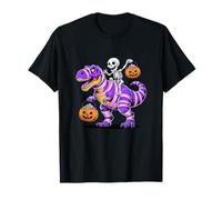 Funny Pumpkin Candy Basket Skeleton Riding Mummy Dinosaur Maglietta