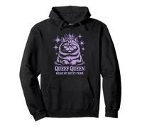 Funny Queef Queen Hear My Kitty Purr Funny Cat Donne Uomini Felpa con Cappuccio